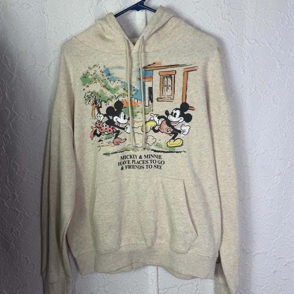 Disney Mickey Minnie Places To Go Graphic Hoodie Large - Picture 1 of 7